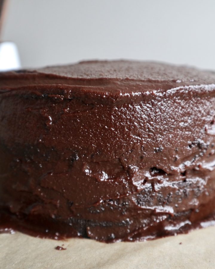 Fully frosted chocolate cake